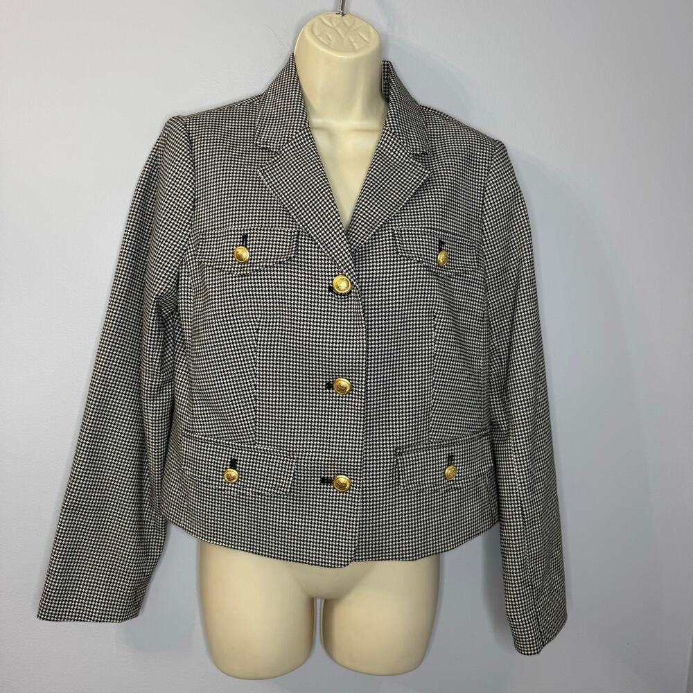 Talbots Houndstooth Crop Jacket Gold Button Pocke… - image 2